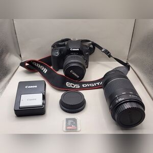 Canon EOS Rebel XS 1000D DSLR Kit 18-55mm + 75-300mm 1607 Shutter Bundle